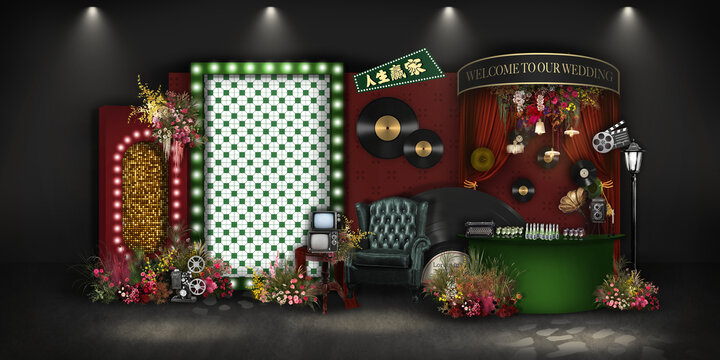 復(fù)古港風(fēng)婚禮迎賓