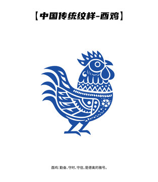 中式紋樣十二生肖酉雞矢量吉祥傳統(tǒng)雞年剪紙