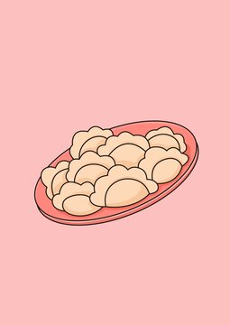 餃子扁平風(fēng)格插畫