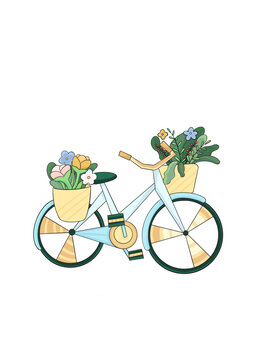 自行車扁平插畫