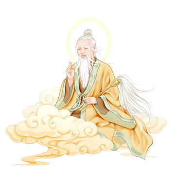 中國神仙太上老君手繪國風(fēng)神仙國潮神話