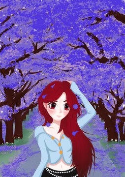 藍花楹美少女