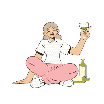 拿著酒杯的女性