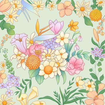 繁花裝飾插畫(huà)設(shè)計(jì)
