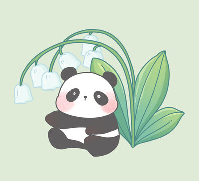 鈴蘭花下的熊貓