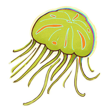 水母漂浮插畫