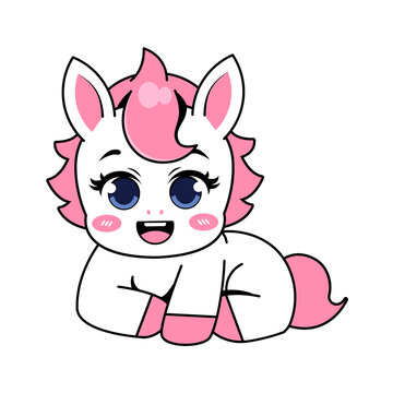 可愛卡通的小馬開心表情插畫