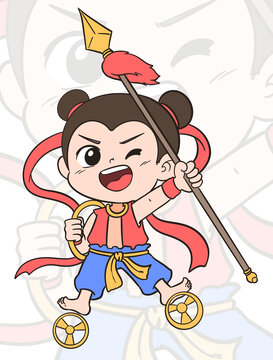 卡通Q版可愛哪吒