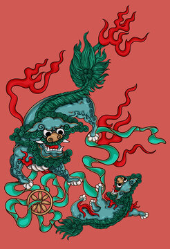 雙獅戲球