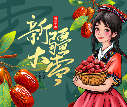 新疆紅棗插畫