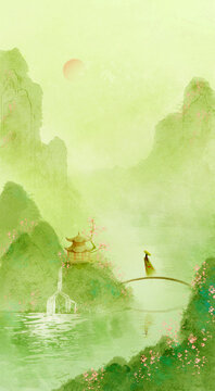 唯美古風(fēng)夏天小橋流水