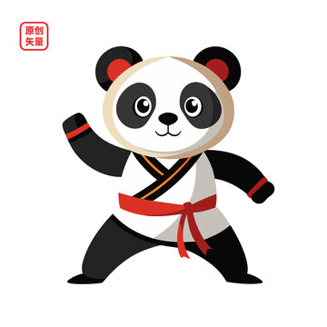 矢量插畫動物練功夫熊貓