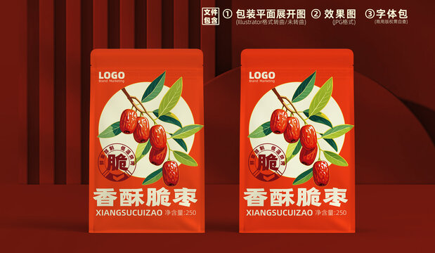 原創(chuàng)農(nóng)產(chǎn)品紅棗脆棗包裝