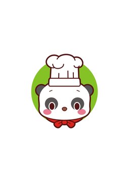 卡通可愛熊貓廚師頭像矢量圖