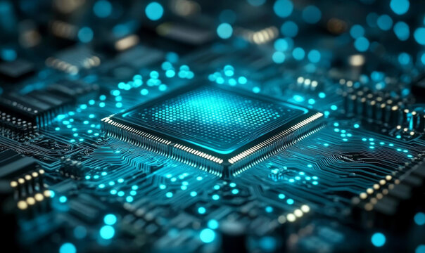 高科技電路板上的發(fā)光處理器