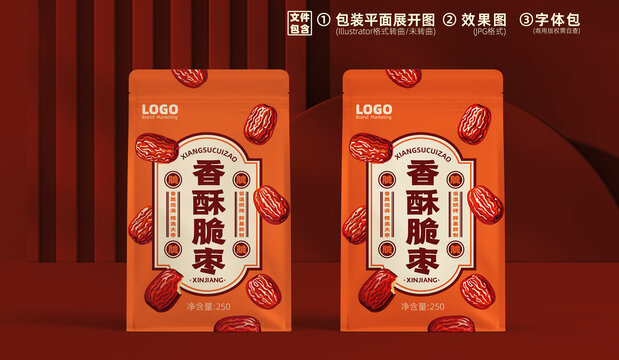 原創(chuàng)農(nóng)產(chǎn)品紅棗脆棗包裝