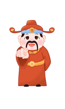 手繪卡通指誰誰發(fā)財財神免摳素材