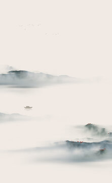 水墨禪意山水畫(huà)