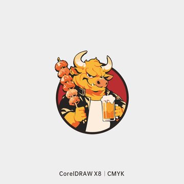 燒烤logo卡通牛