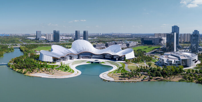 航拍南通大劇院全景
