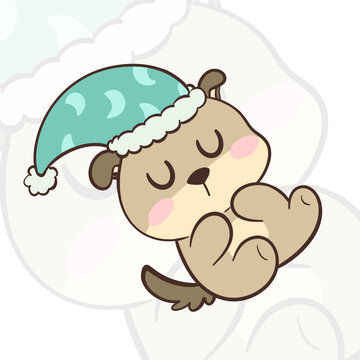 卡通睡覺(jué)小狗子