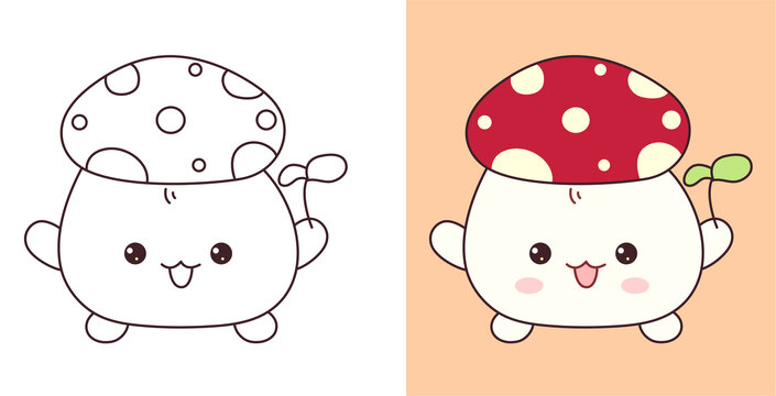 可愛卡通小蘑菇插畫