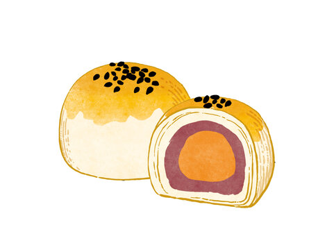 手繪糕點蛋黃酥插畫