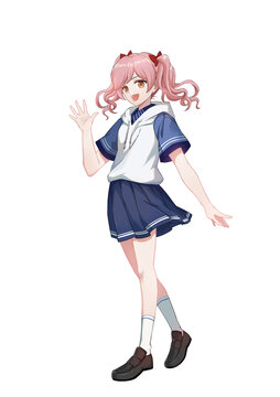 日系二次元陽光女學(xué)生少女立繪