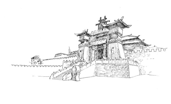 湖北咸寧市三國(guó)赤壁古戰(zhàn)場(chǎng)鋼筆畫
