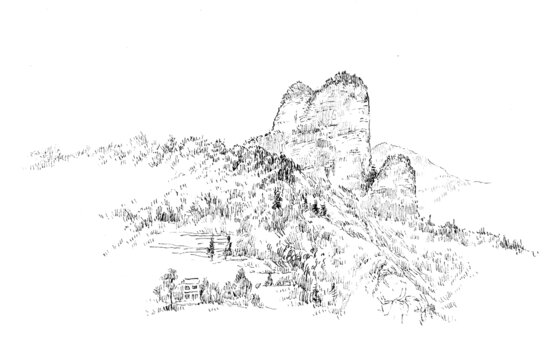 湖南邵陽市崀山景區(qū)鋼筆畫