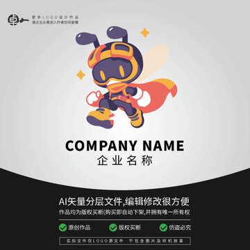 超人LOGO蜜蜂可愛卡通