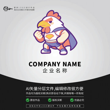 科技LOGO卡通雞超人