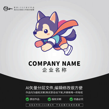 狗超人LOGO科技卡通