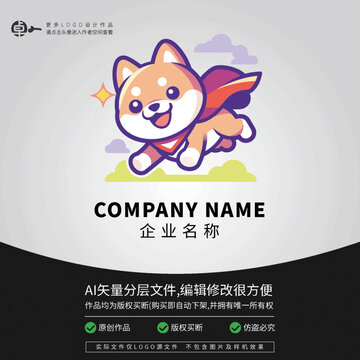科技LOGO卡通狗超人