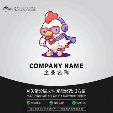 LOGO雞卡通超人科技