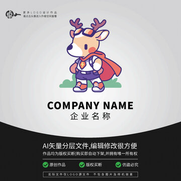 超人鹿LOGO科技卡通