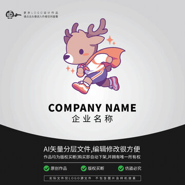 鹿LOGO卡通科技超人