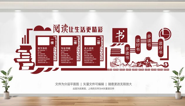 校園文化墻閱讀讓生活更精彩