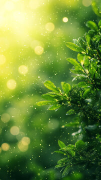 陽光雨后綠葉清新圖