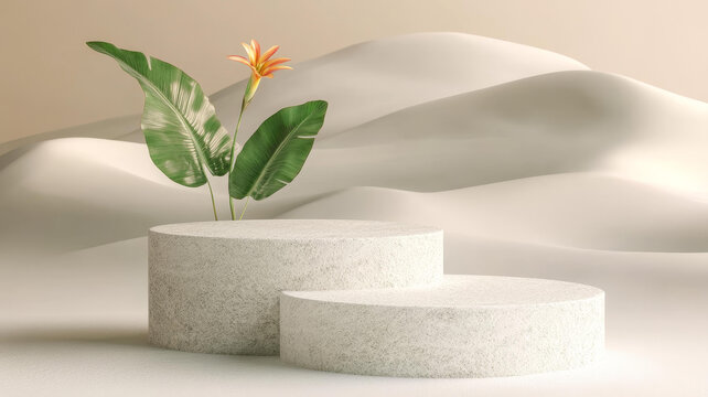 極簡風格的植物產(chǎn)品展示臺