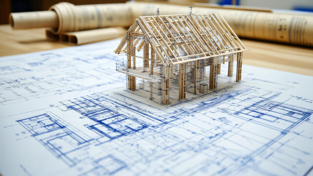 房屋建造藍(lán)圖與模型