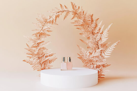 優(yōu)雅的植物化妝品展示臺