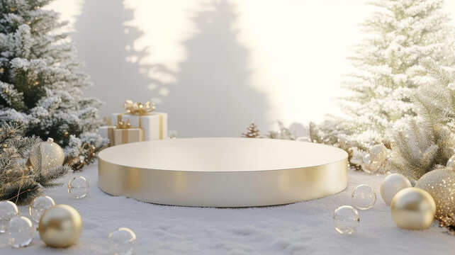 圣誕節(jié)展示臺雪景裝飾