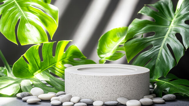 簡約現(xiàn)代的綠色植物展示臺