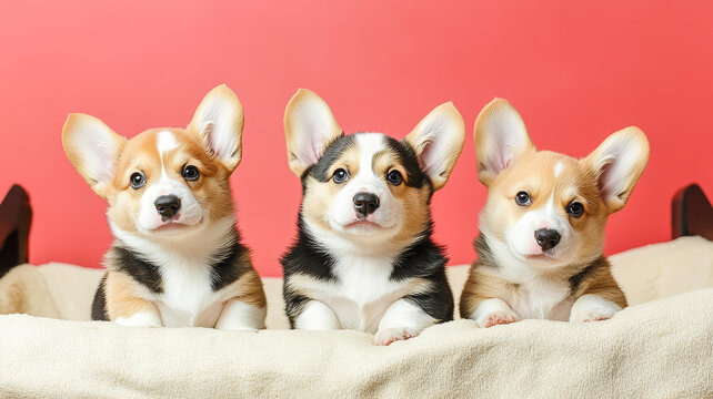 三只可愛威爾士柯基犬幼犬