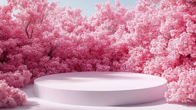 粉嫩櫻花花海展示臺