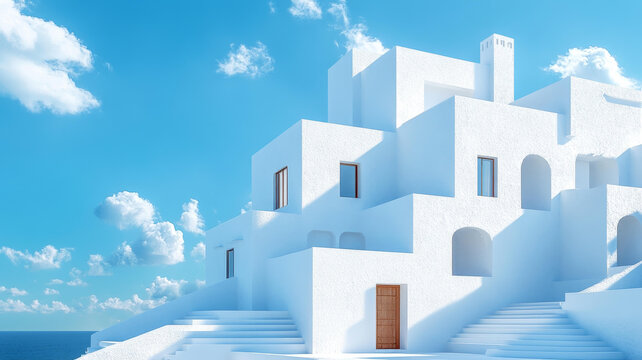 現(xiàn)代白色建筑與蔚藍(lán)天空