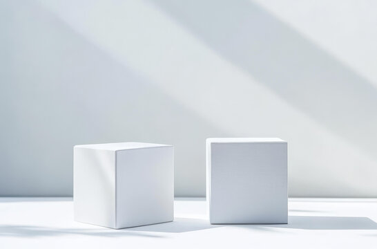 白色立方體展示臺背景圖