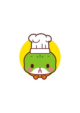 卡通可愛小蛇廚師頭像矢量圖