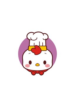 卡通可愛小雞廚師頭像矢量圖